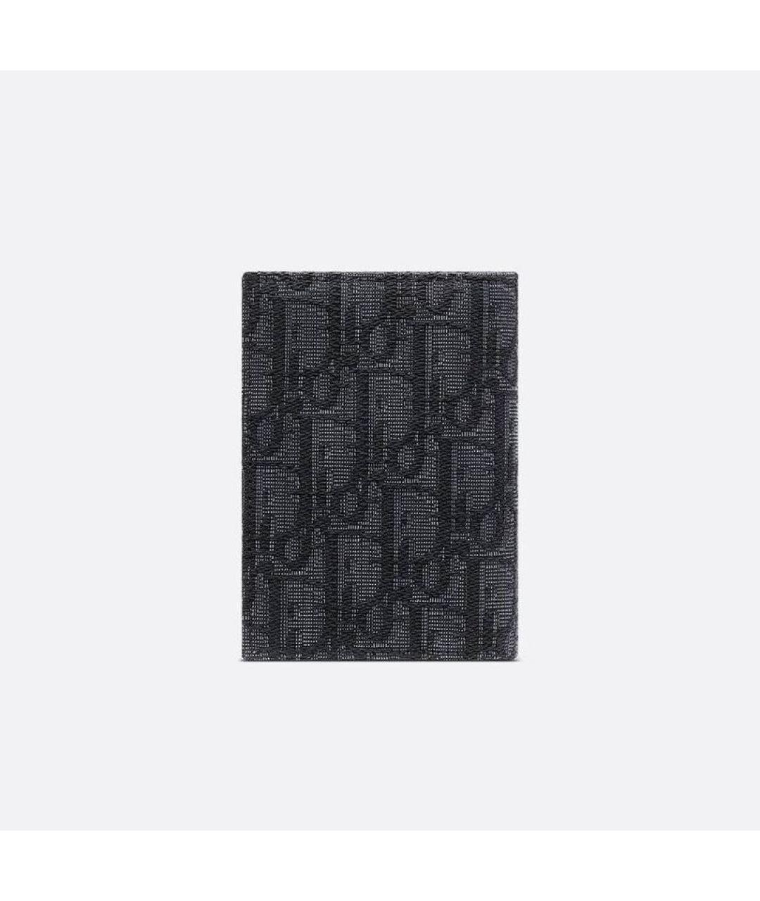 CHRISTIAN DIOR Антрацитовый кожаный кардхолдер, фото 2