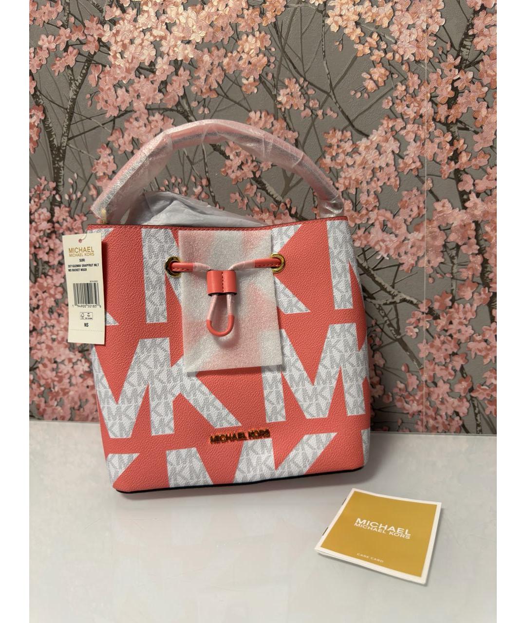 MICHAEL KORS Коралловая сумка с короткими ручками из искусственной кожи, фото 8