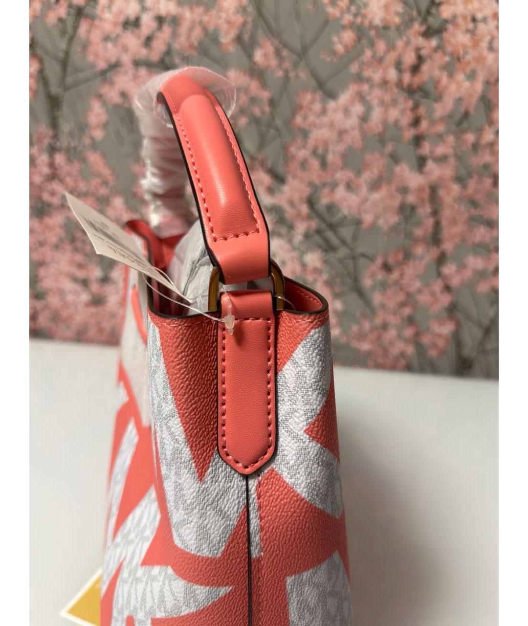 MICHAEL KORS Коралловая сумка с короткими ручками из искусственной кожи, фото 4