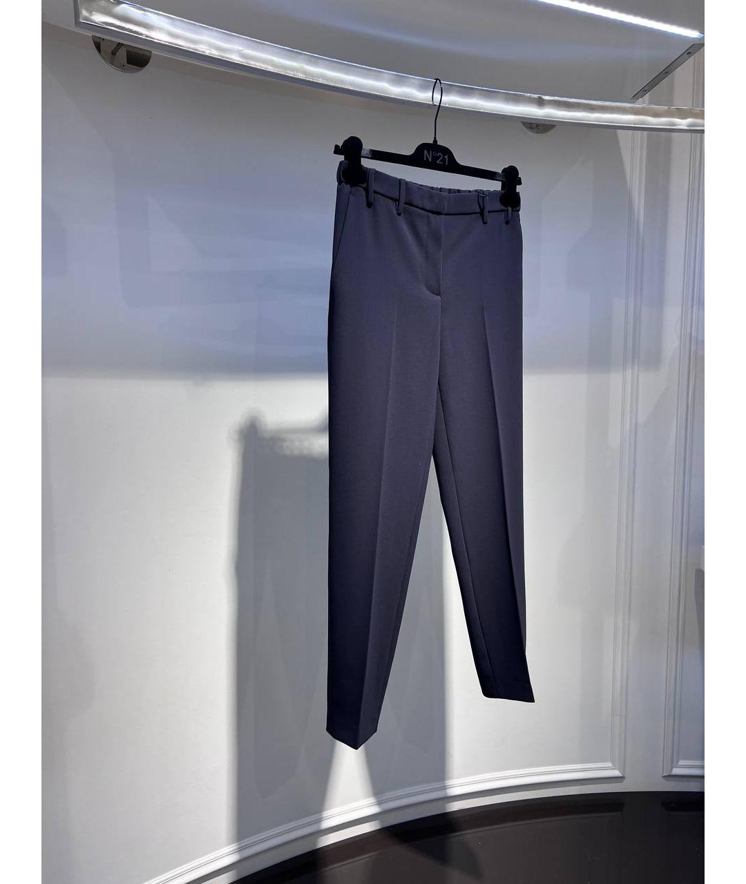 NO. 21 Синие шерстяные прямые брюки, фото 3