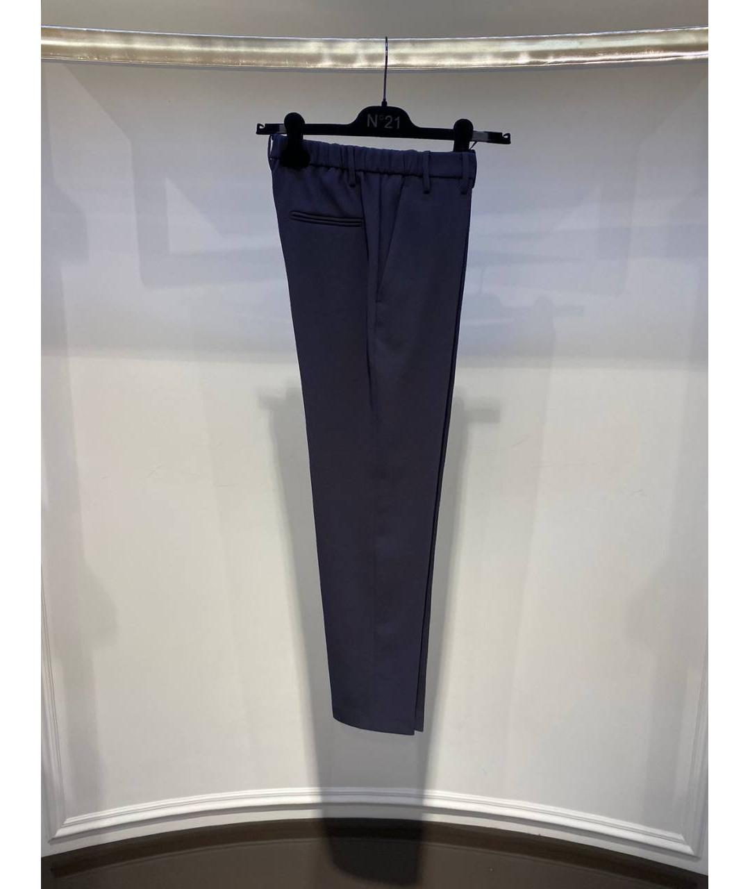 NO. 21 Синие шерстяные прямые брюки, фото 2