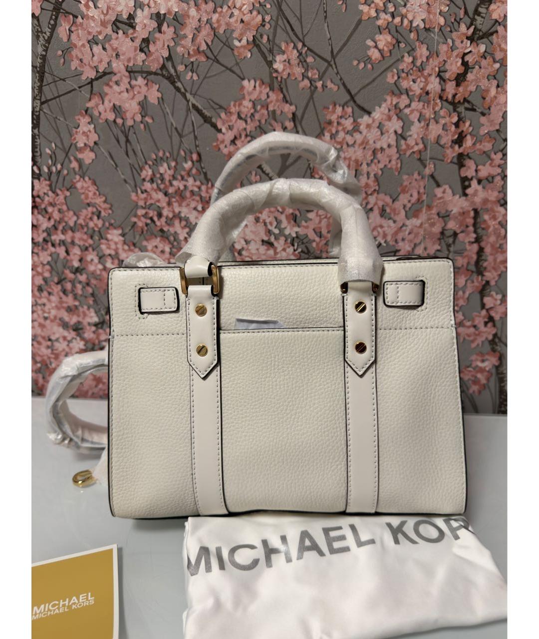 MICHAEL KORS Белая кожаная сумка с короткими ручками, фото 3