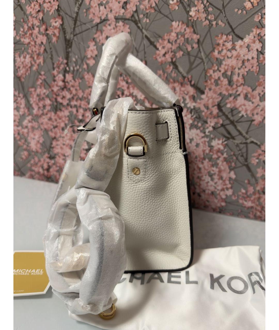 MICHAEL KORS Белая кожаная сумка с короткими ручками, фото 2