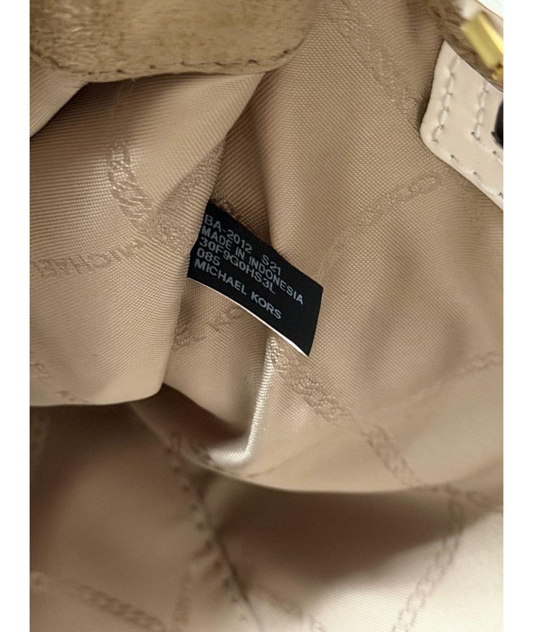 MICHAEL KORS Белая кожаная сумка с короткими ручками, фото 6