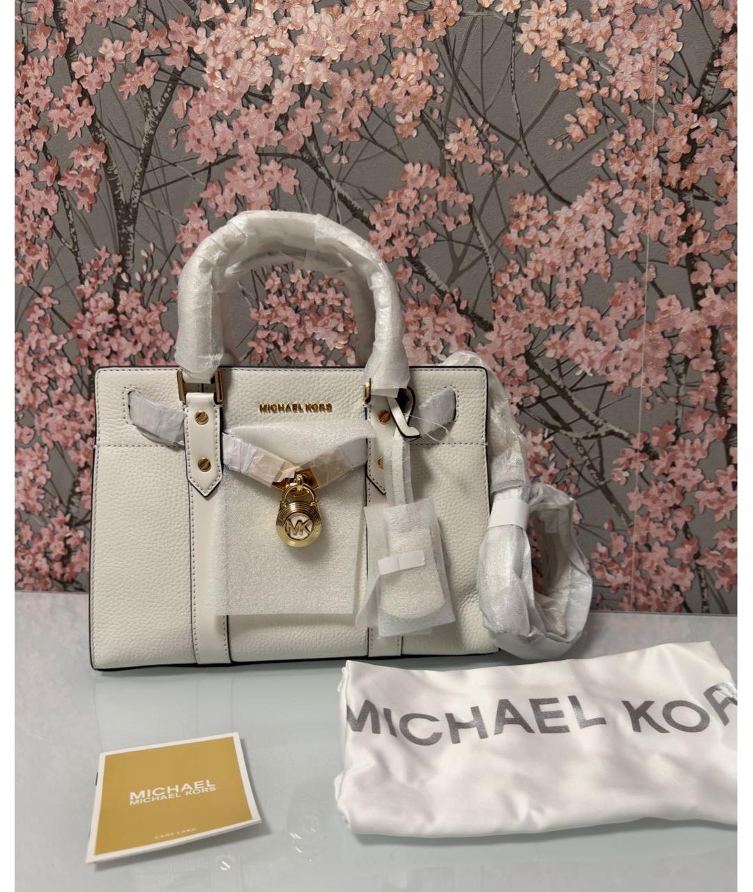 MICHAEL KORS Белая кожаная сумка с короткими ручками, фото 9