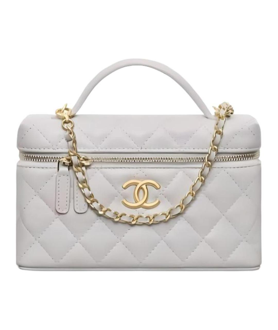 CHANEL Белая кожаная сумка с короткими ручками, фото 1