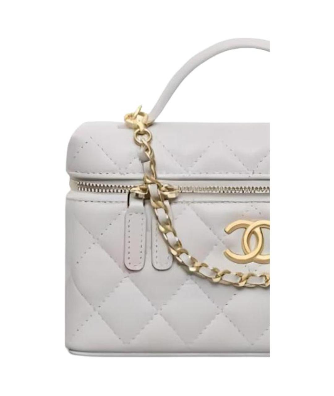 CHANEL Белая кожаная сумка с короткими ручками, фото 2