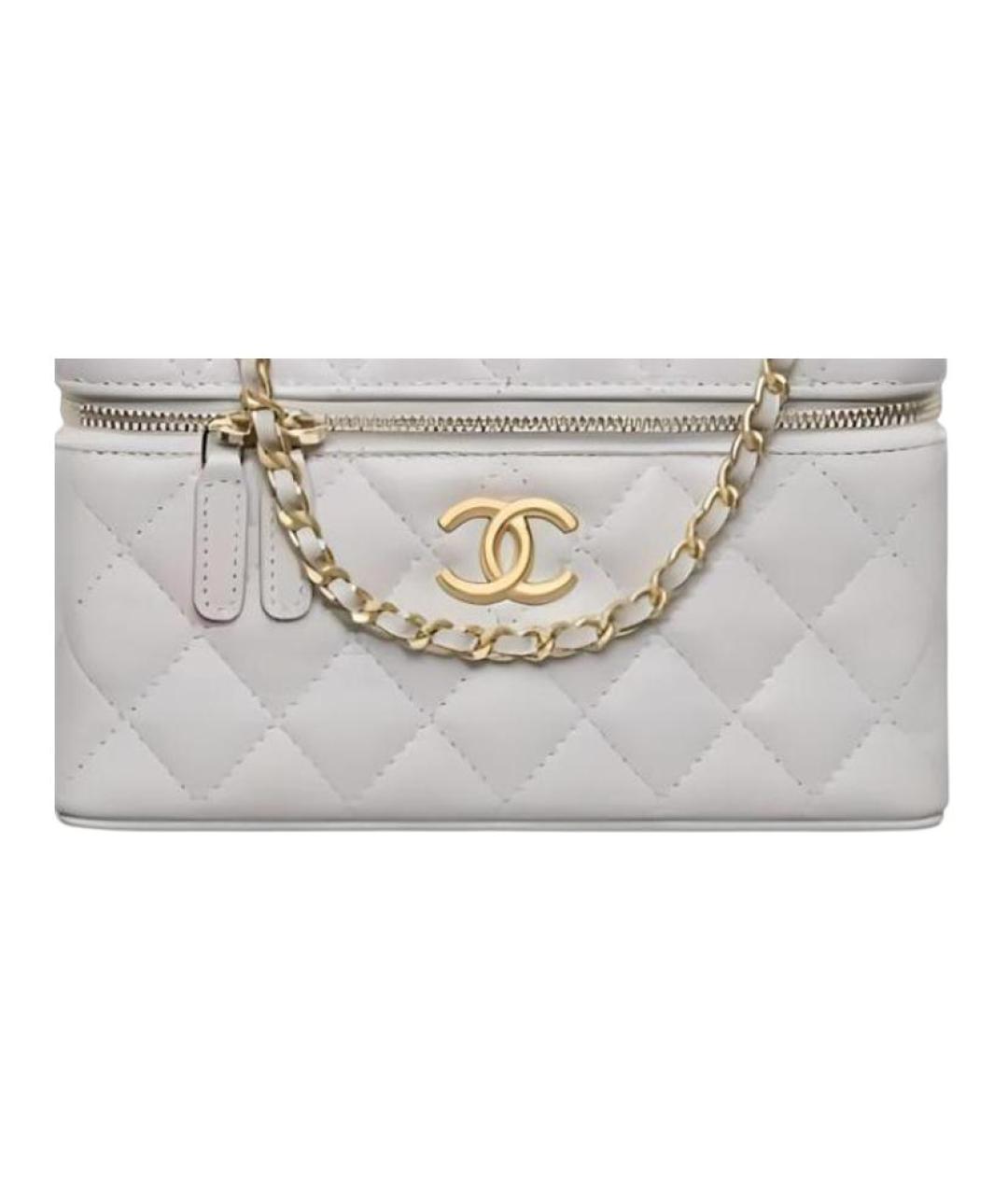 CHANEL Белая кожаная сумка с короткими ручками, фото 4