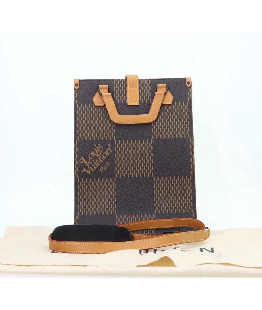 LOUIS VUITTON Коричневая кожаная сумка тоут, фото 7