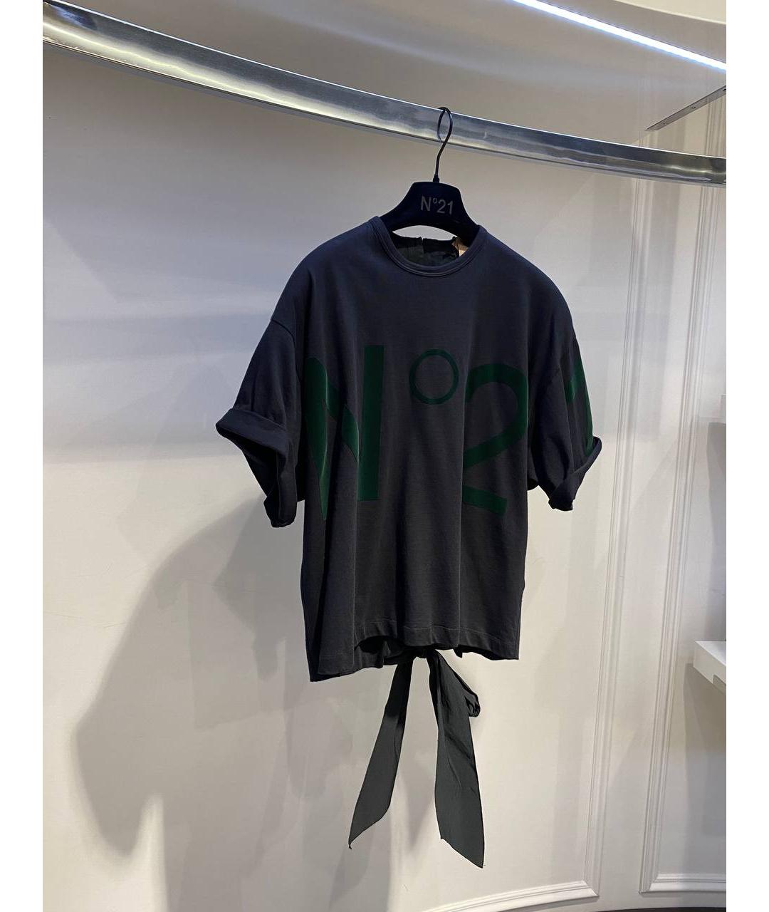 NO. 21 Черная хлопковая футболка, фото 2