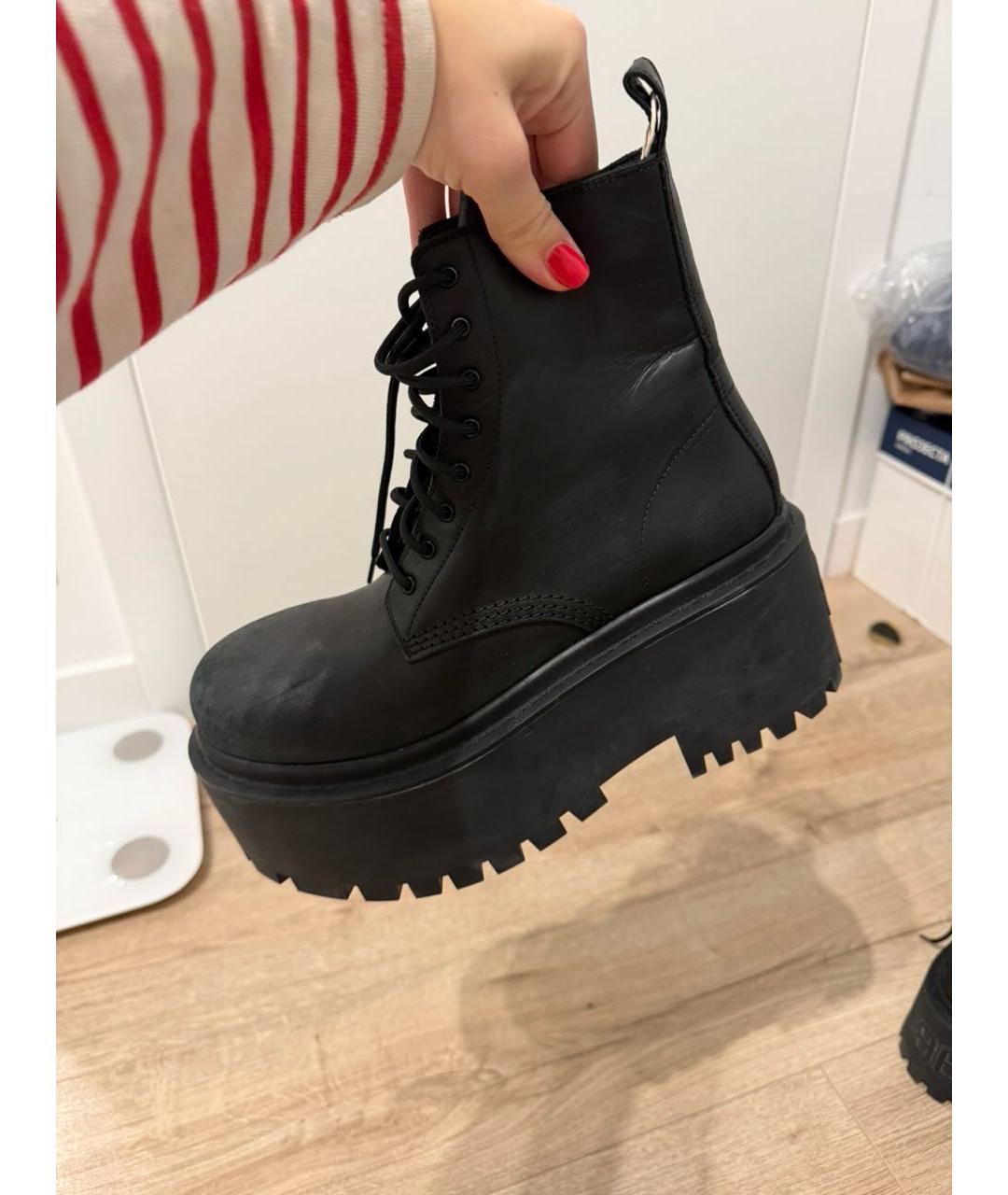 BALENCIAGA Черные кожаные ботинки, фото 4