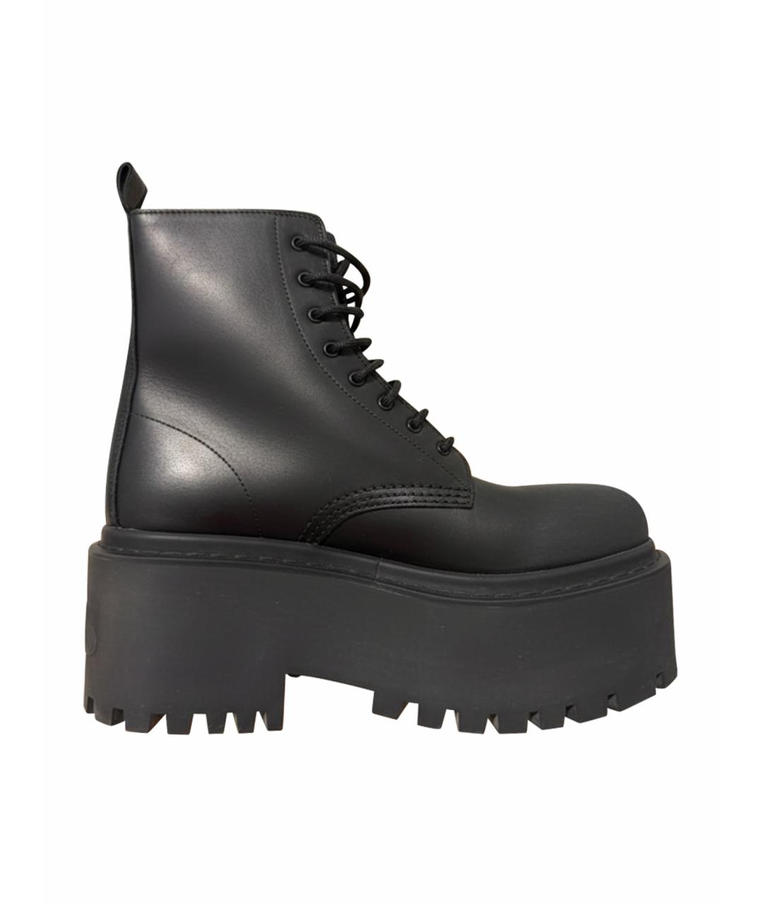 BALENCIAGA Черные кожаные ботинки, фото 1