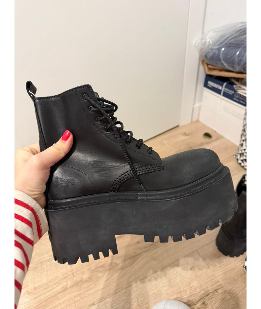 BALENCIAGA Черные кожаные ботинки, фото 7