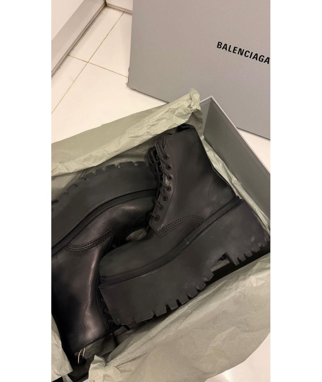 BALENCIAGA Черные кожаные ботинки, фото 2