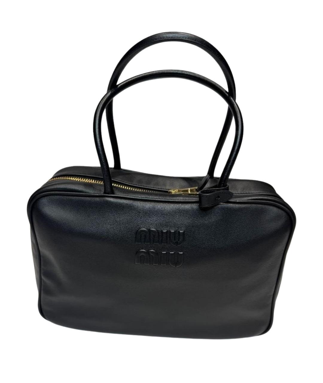 MIU MIU Черная кожаная сумка с короткими ручками, фото 1