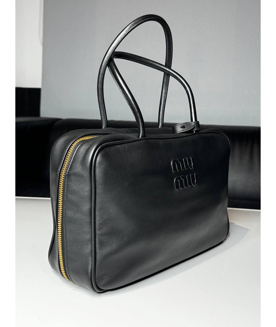 MIU MIU Черная кожаная сумка с короткими ручками, фото 2