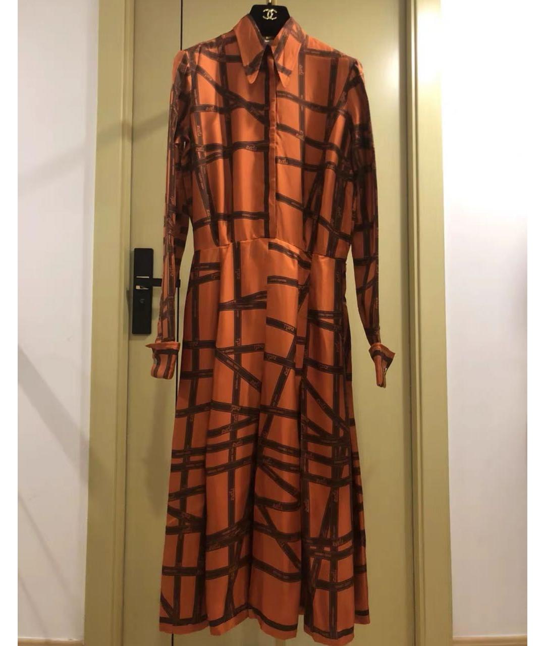 HERMES Оранжевое шелковое повседневное платье, фото 6