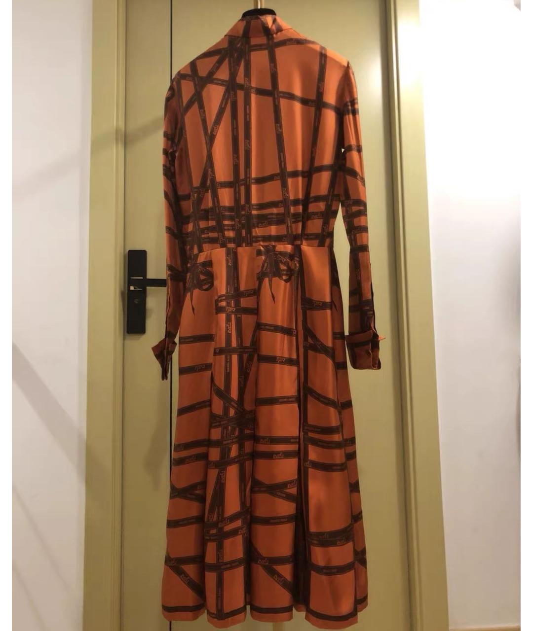 HERMES Оранжевое шелковое повседневное платье, фото 2