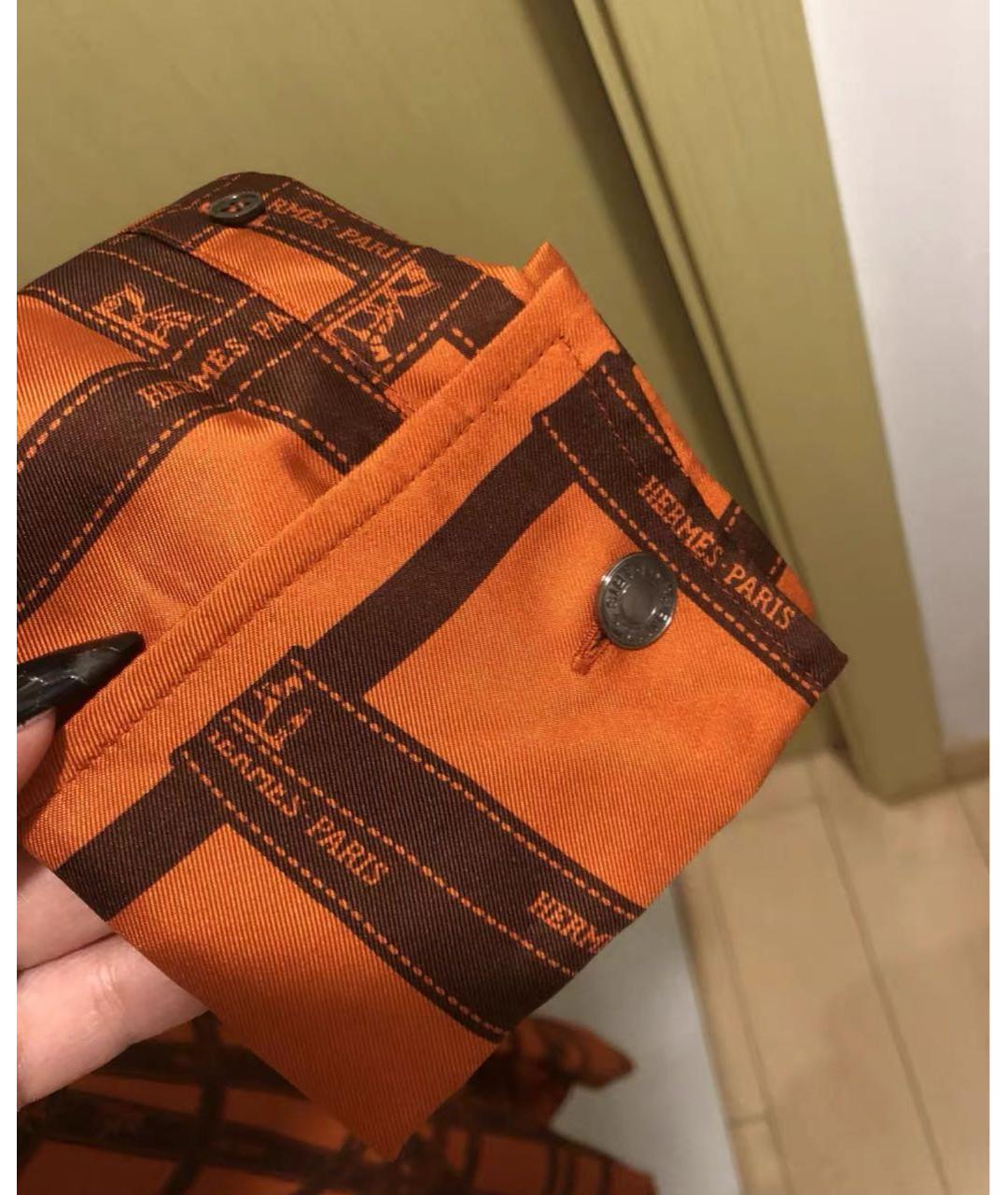 HERMES Оранжевое шелковое повседневное платье, фото 4