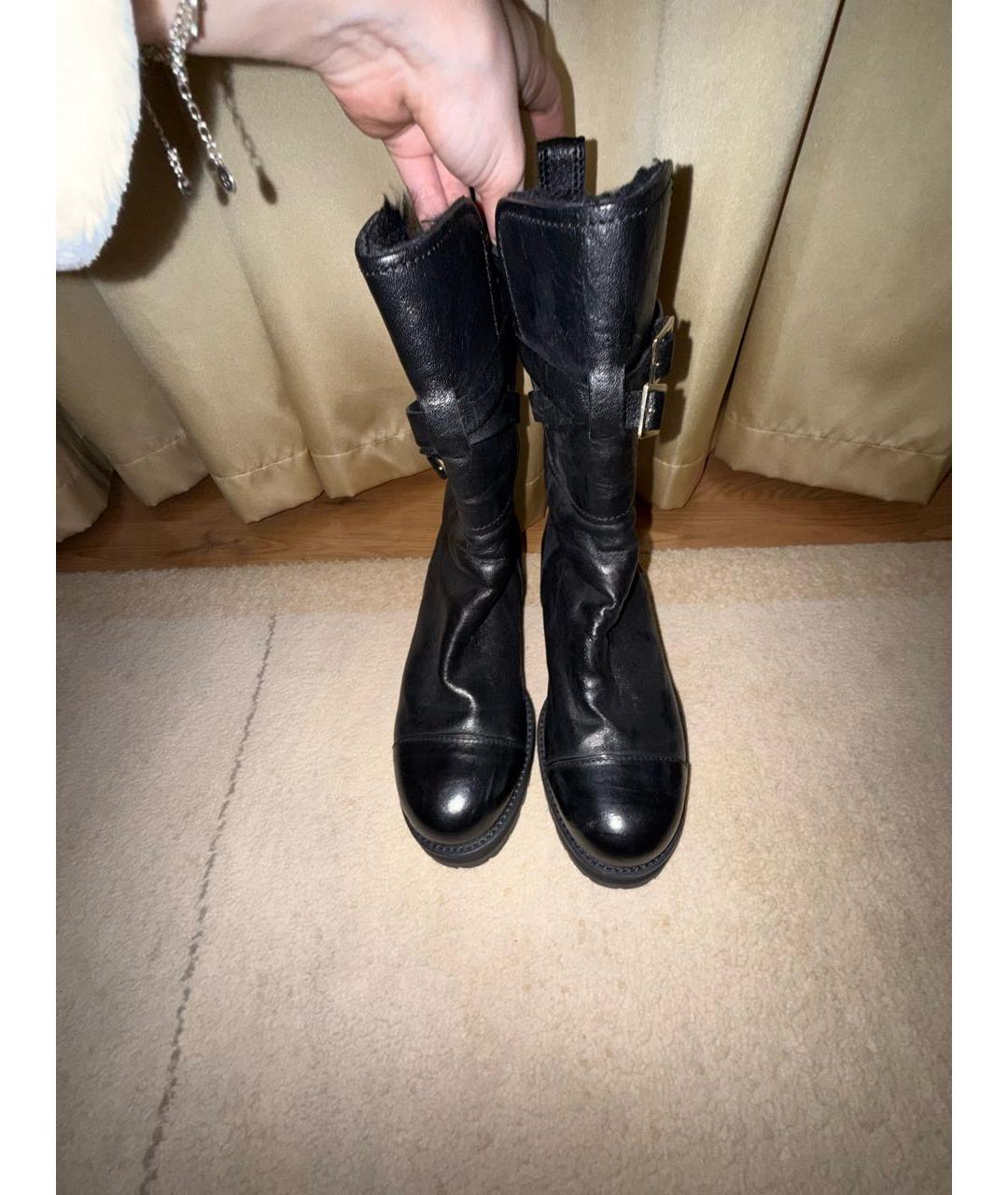 JIMMY CHOO Черные кожаные сапоги, фото 2