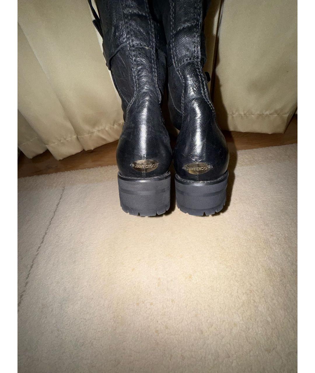 JIMMY CHOO Черные кожаные сапоги, фото 4