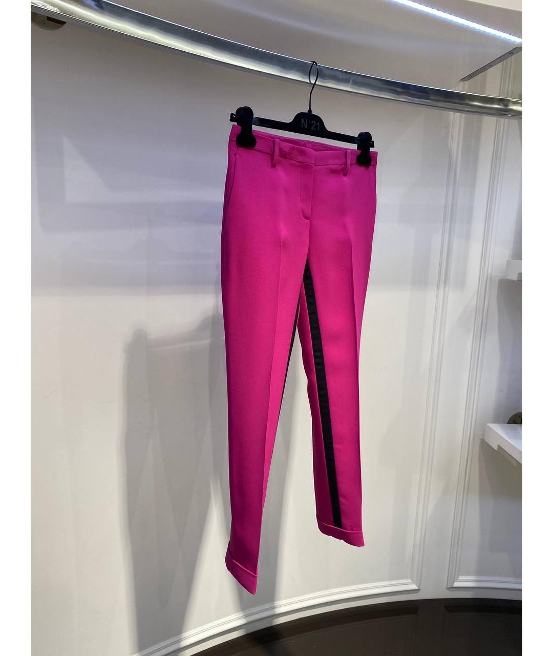 NO. 21 Фуксия синтетические прямые брюки, фото 2