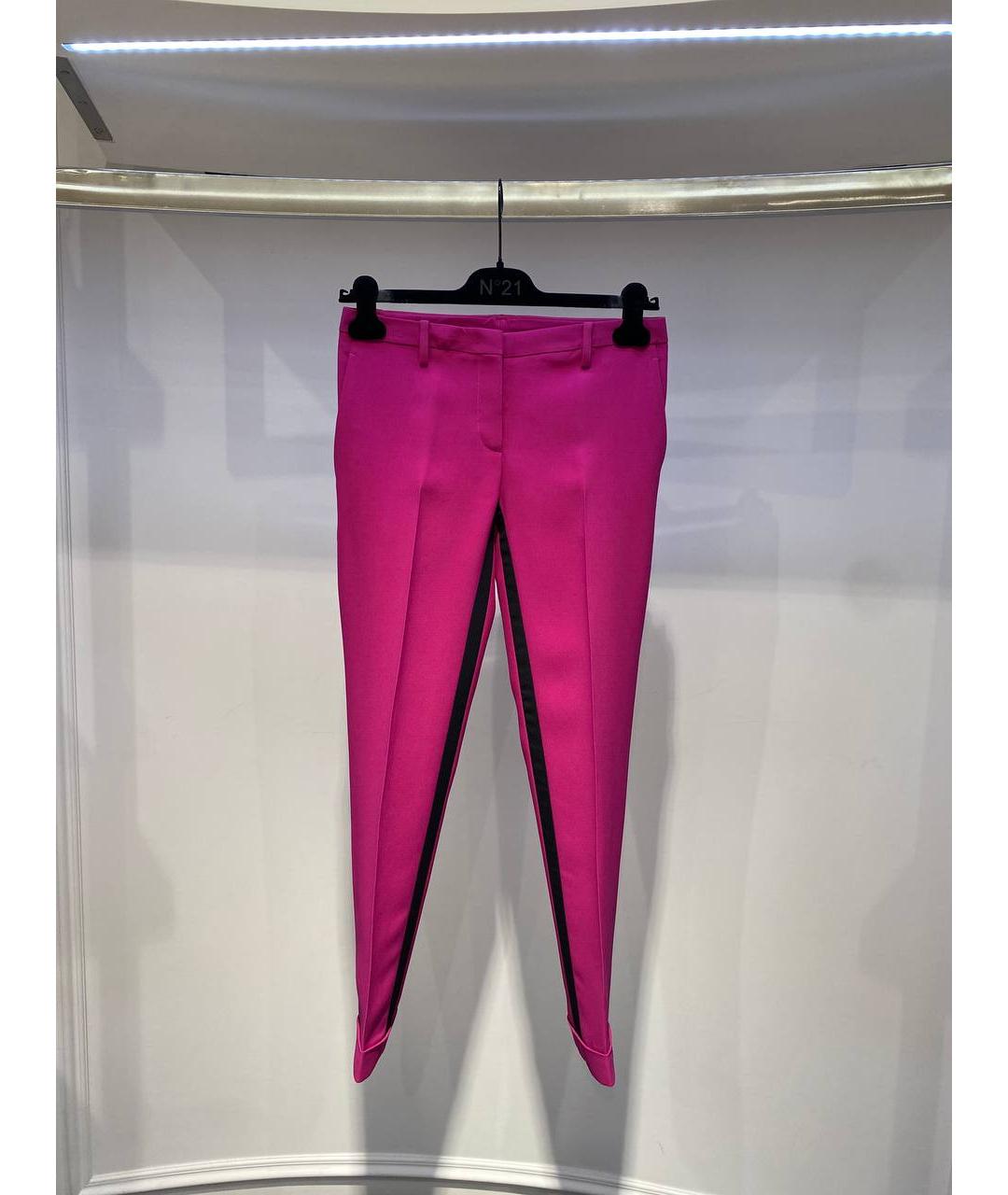 NO. 21 Фуксия синтетические прямые брюки, фото 4