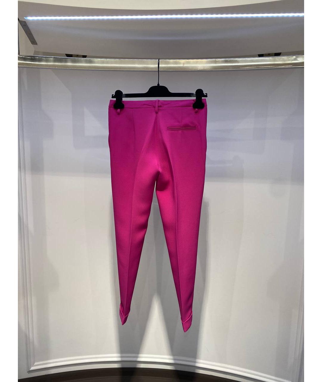 NO. 21 Фуксия синтетические прямые брюки, фото 3