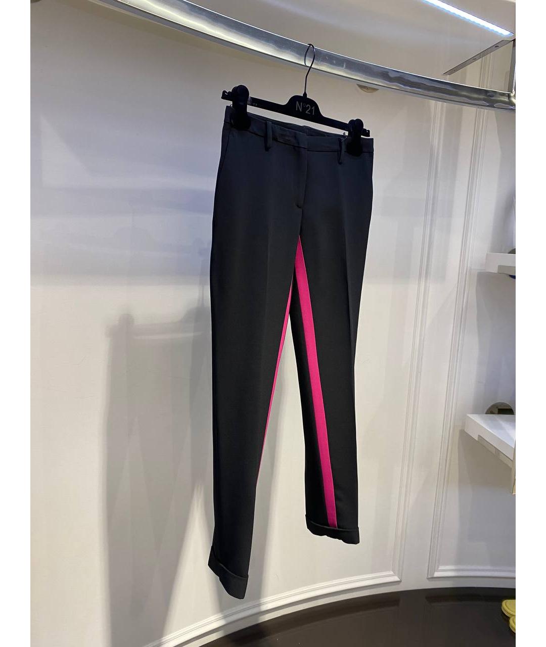 NO. 21 Черные синтетические прямые брюки, фото 2