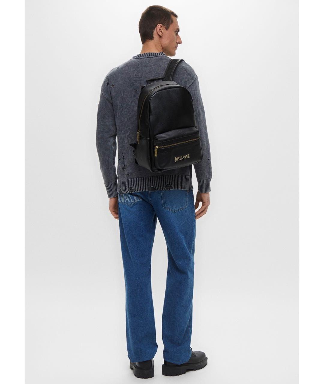 JUST CAVALLI Черный рюкзак из искусственной кожи, фото 5