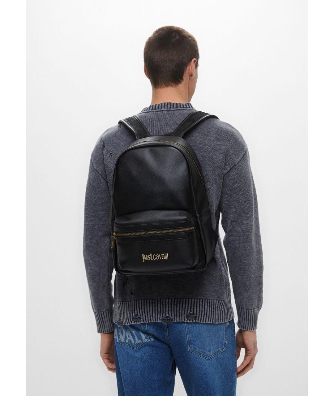 JUST CAVALLI Черный рюкзак из искусственной кожи, фото 6