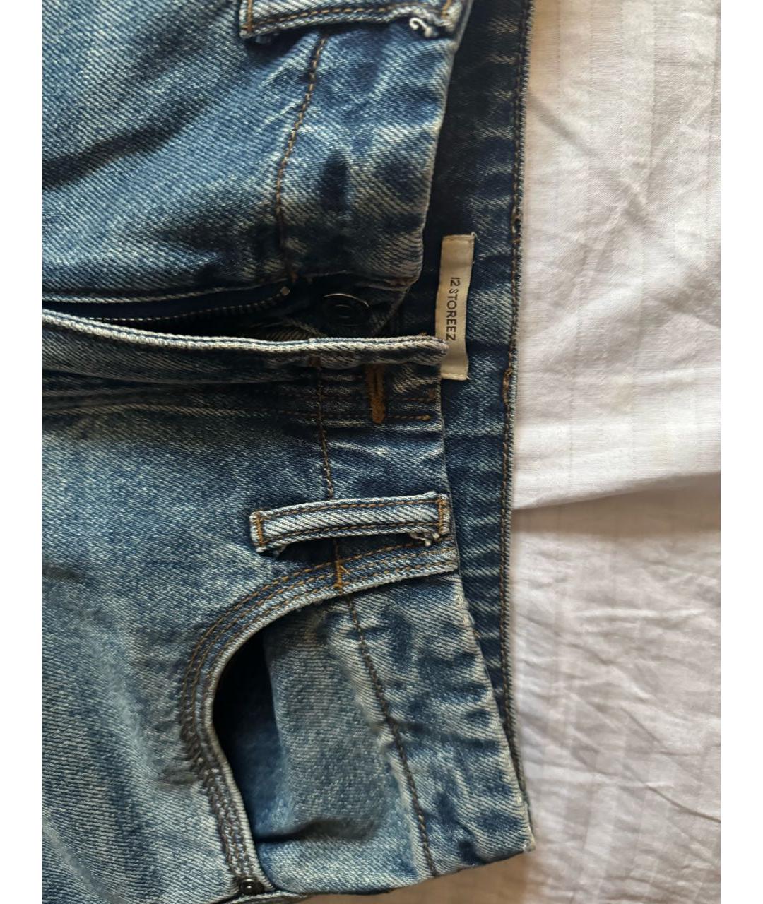 12 STOREEZ Синие хлопковые прямые джинсы, фото 3