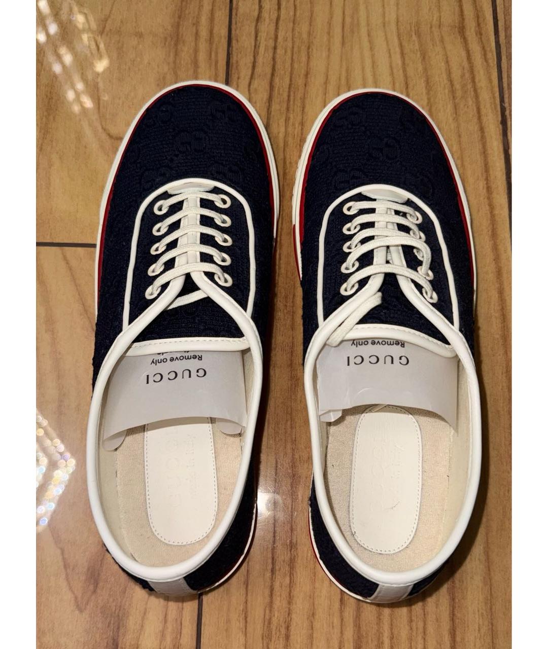 GUCCI Темно-синие текстильные низкие кроссовки / кеды, фото 3