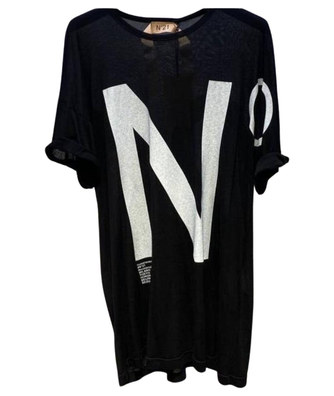 NO. 21 Черная шелковая футболка, фото 1