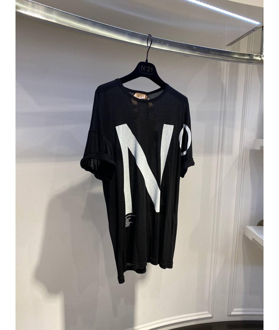 NO. 21 Черная шелковая футболка, фото 2