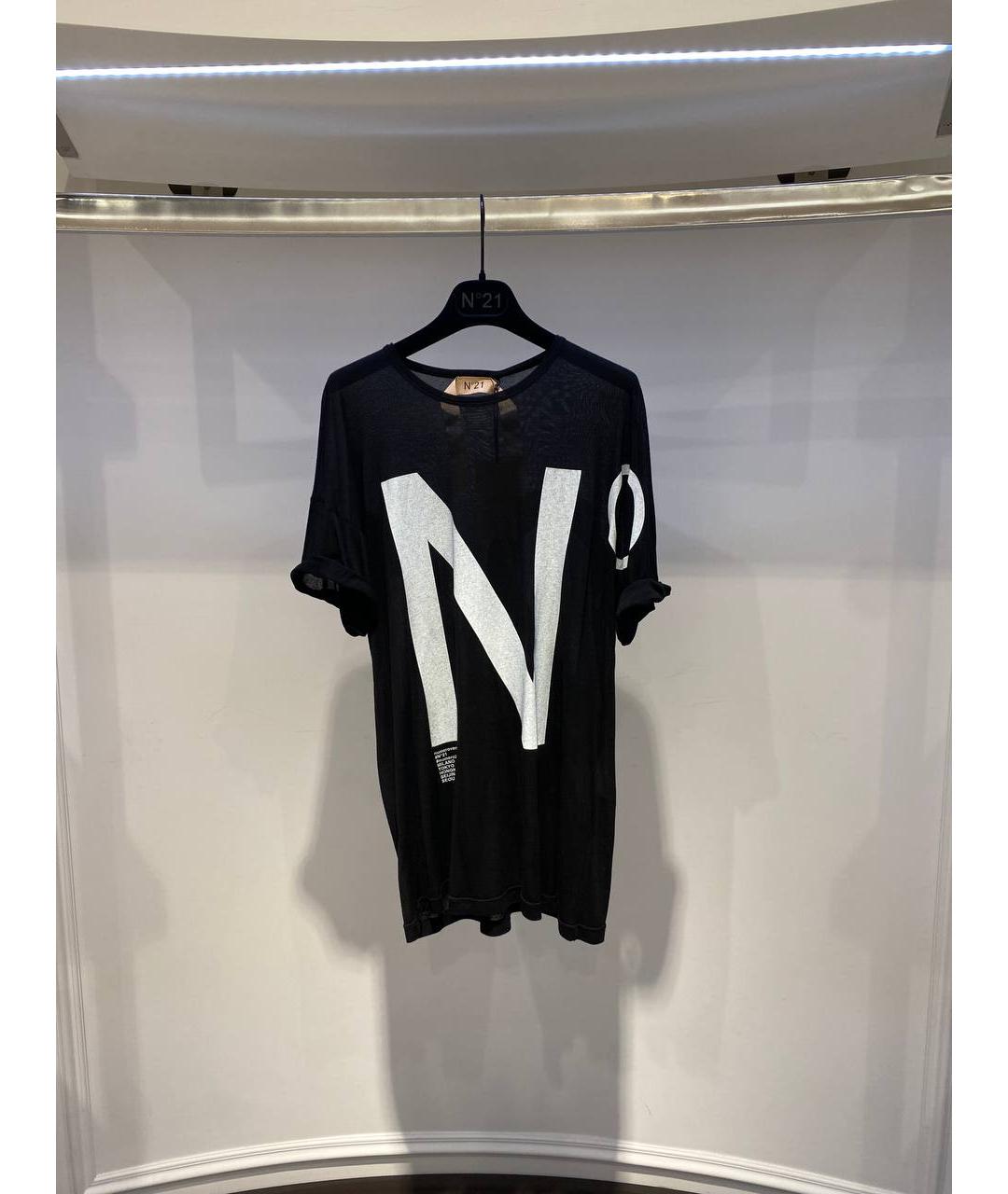 NO. 21 Черная шелковая футболка, фото 4
