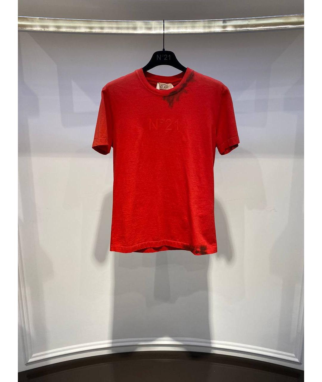 NO. 21 Красная хлопковая футболка, фото 4