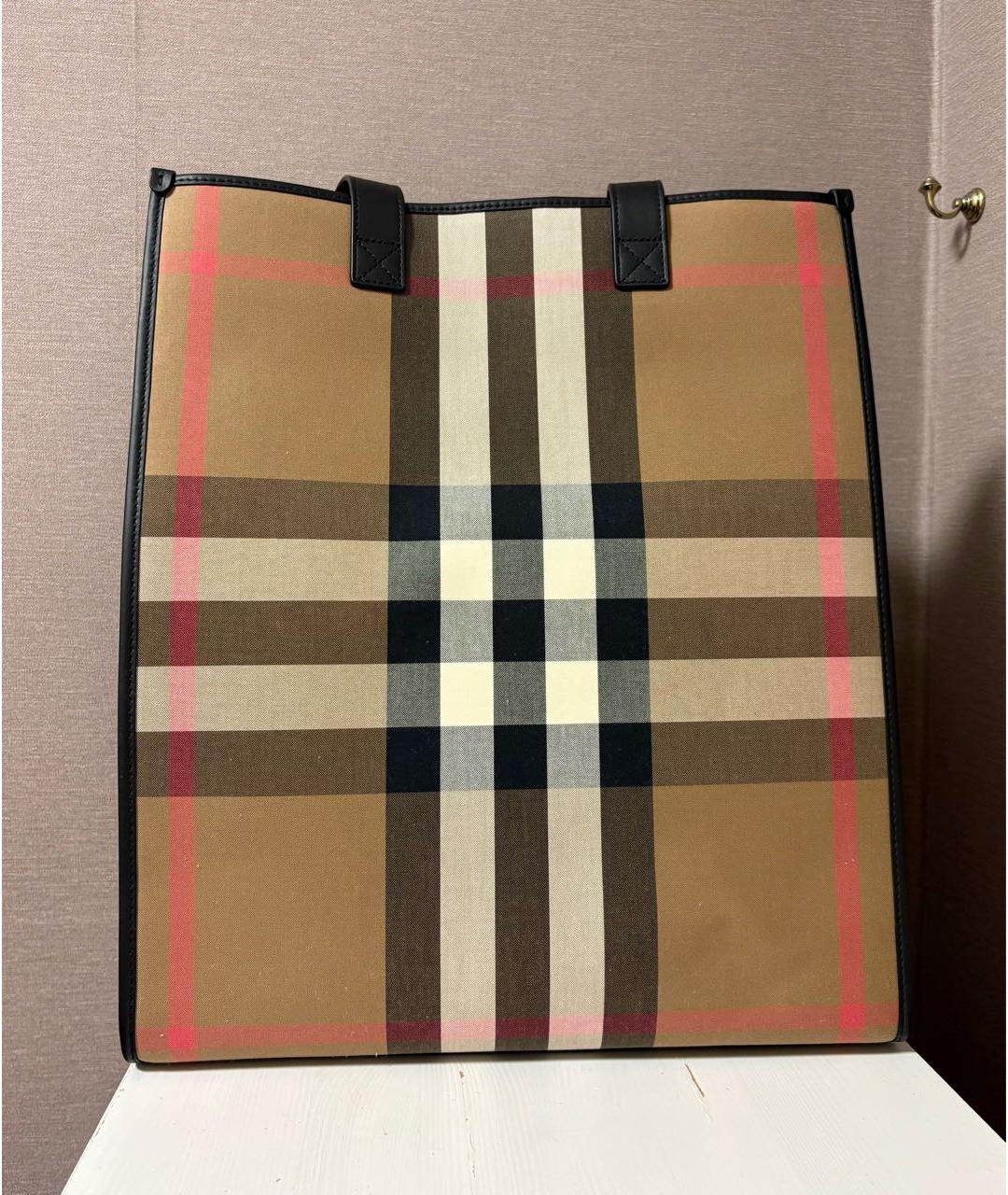 BURBERRY Коричневая тканевая сумка тоут, фото 4