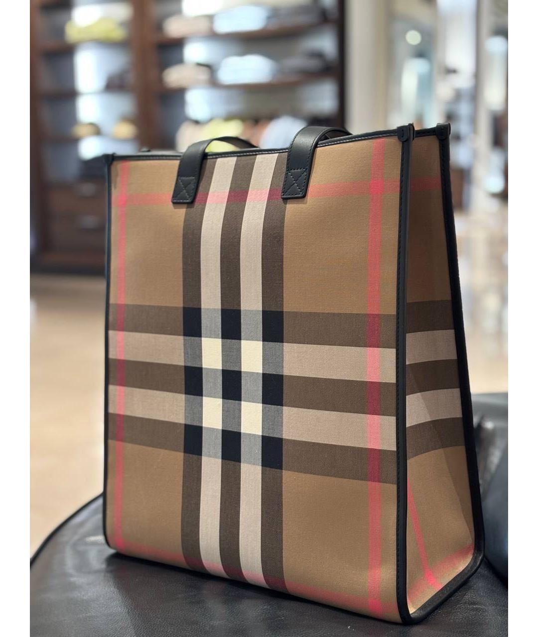 BURBERRY Коричневая тканевая сумка тоут, фото 8