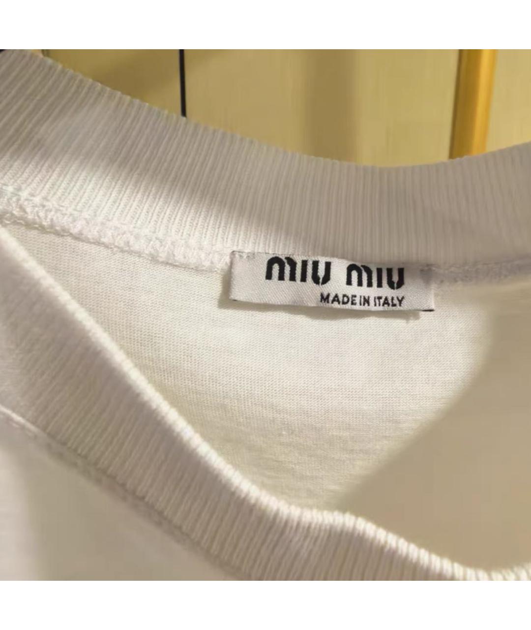 MIU MIU Белая хлопковая футболка, фото 5