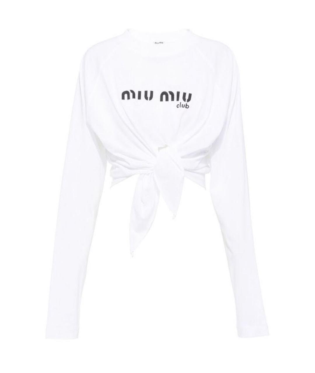 MIU MIU Белая хлопковая футболка, фото 9