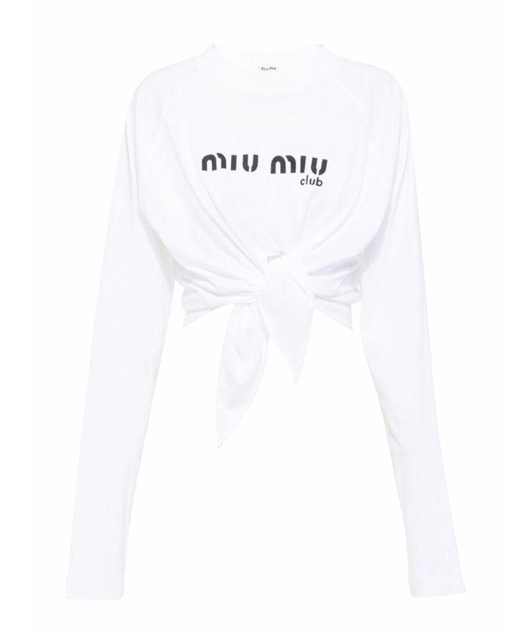 MIU MIU Белая хлопковая футболка, фото 1