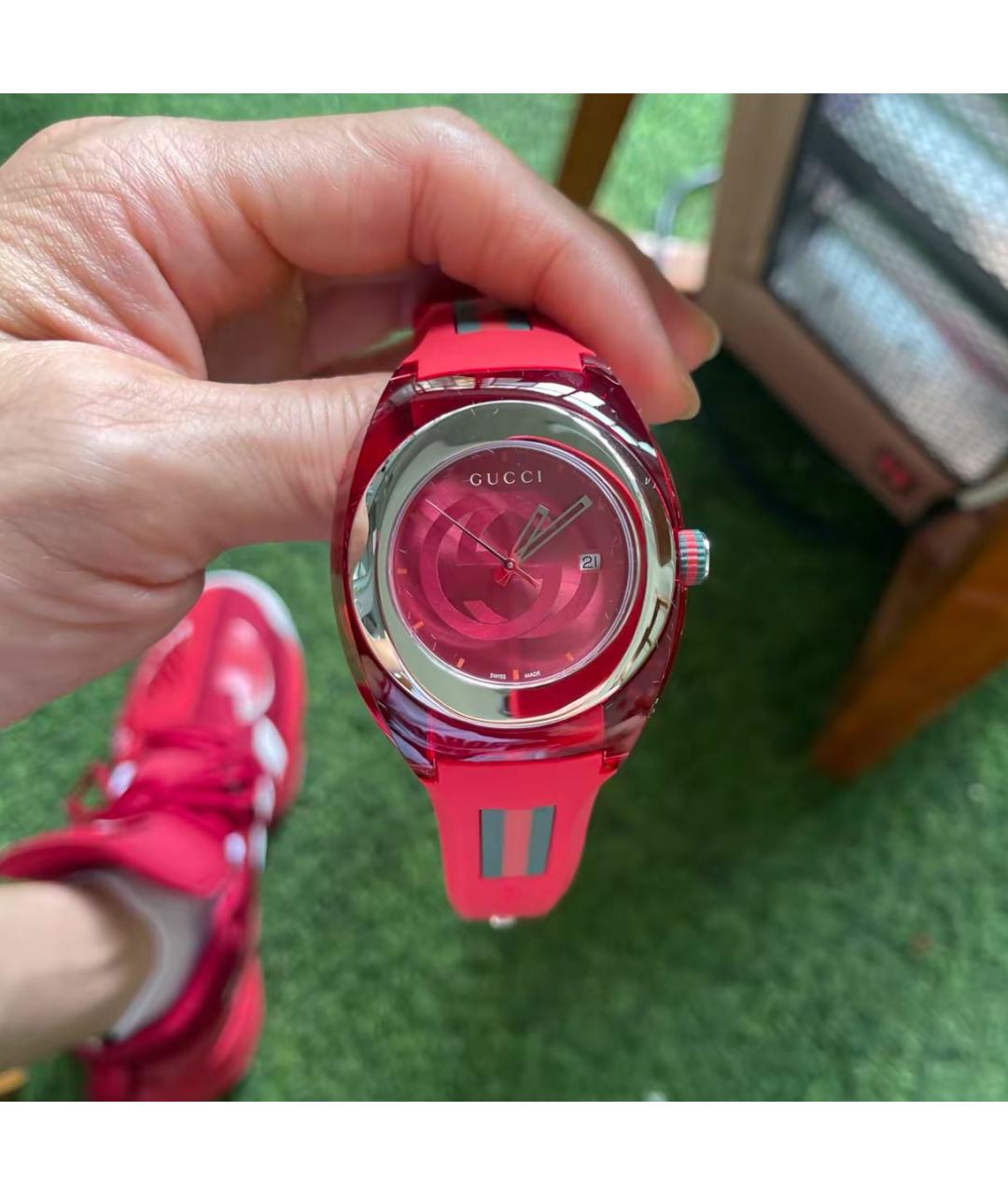 GUCCI Красные стальные часы, фото 6