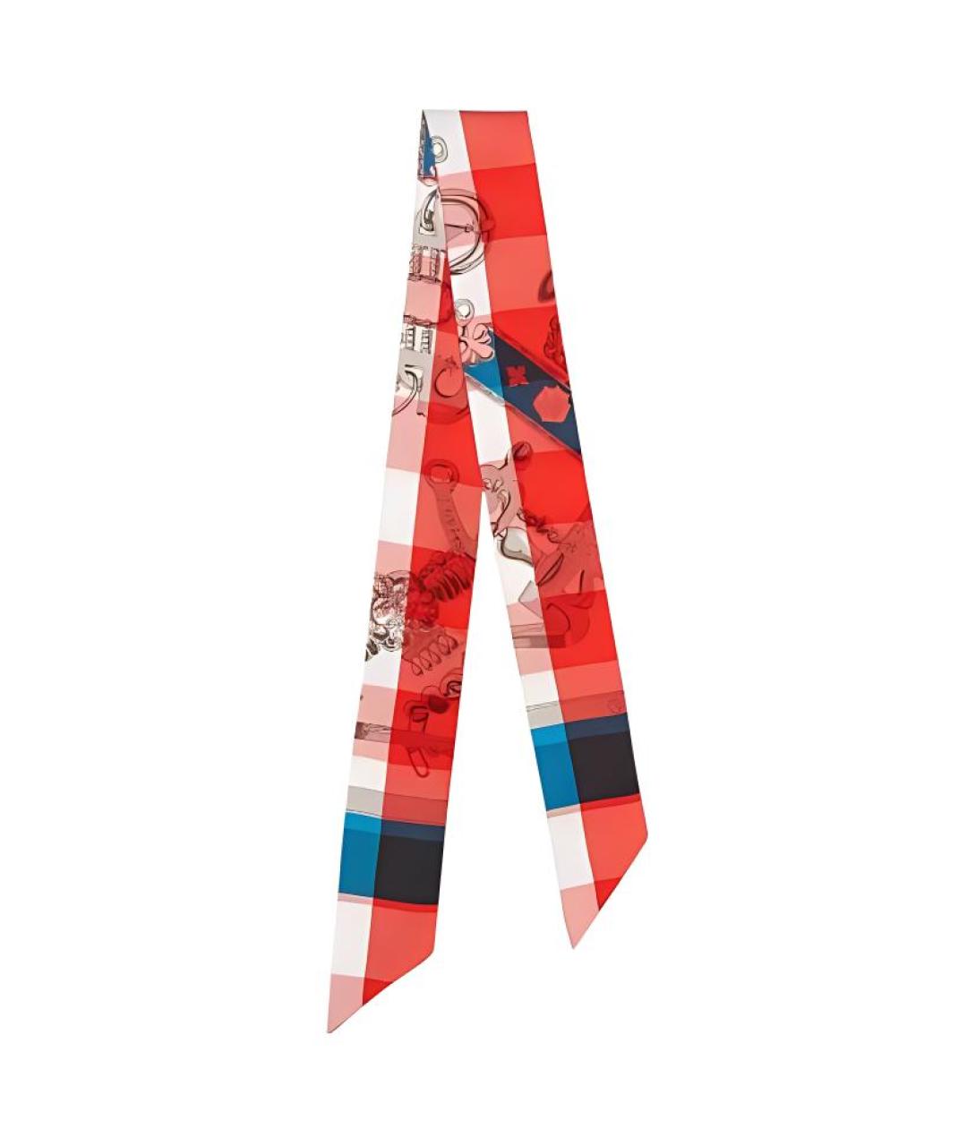 HERMES Оранжевый шелковый шарф, фото 2