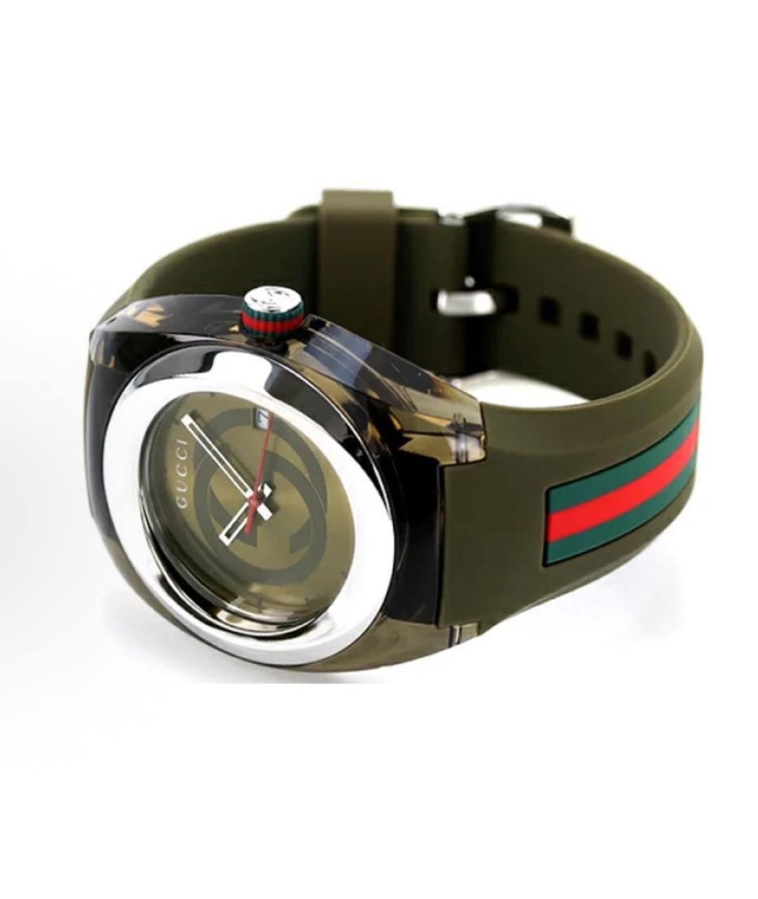 GUCCI Хаки стальные часы, фото 3