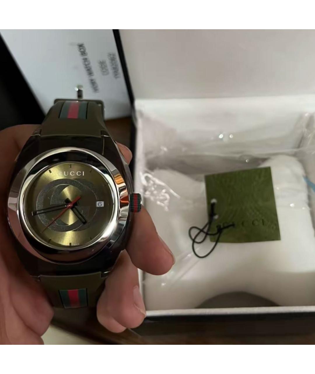 GUCCI Хаки стальные часы, фото 7