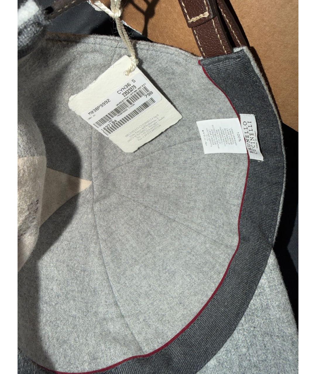 BRUNELLO CUCINELLI Серая кашемировая кепка/бейсболка, фото 6