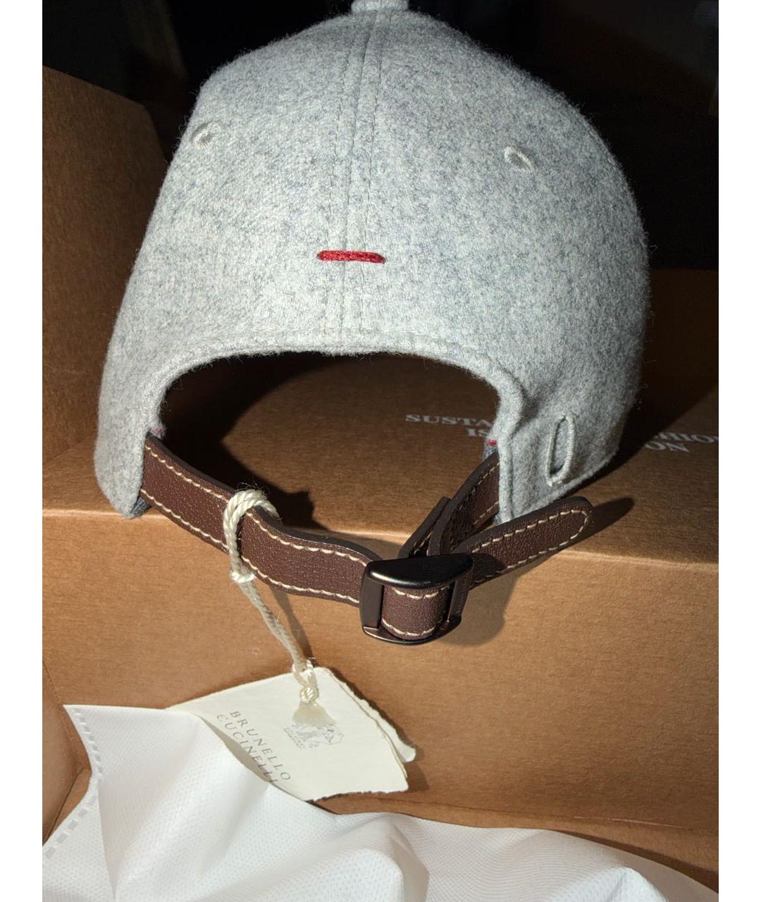 BRUNELLO CUCINELLI Серая кашемировая кепка/бейсболка, фото 4