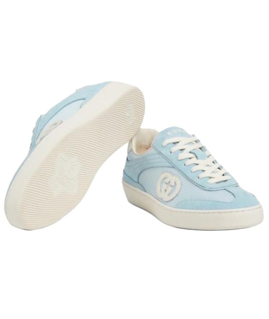 GUCCI Голубые замшевые кроссовки, фото 6