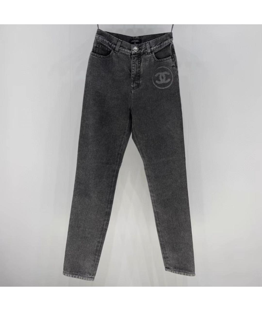 CHANEL Серые хлопковые джинсы слим, фото 9